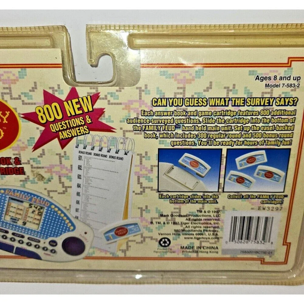 Vtg FAMILY FEUD GAME Cartridge 1 Tiger Toy Game & Answer Books Electronics NOS